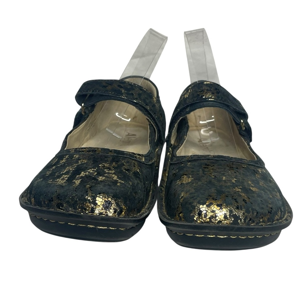 Alegria 39 Belle Glammo gold and black suede Mary Janes - Picture 2 of 9